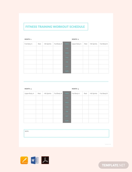 free fitness training workout schedule template 440x570