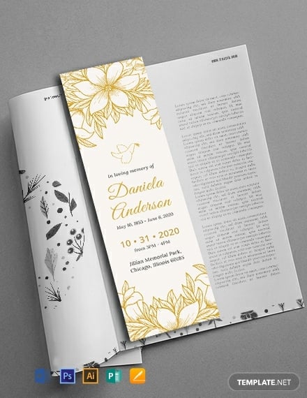 free funeral bookmark template 440x570