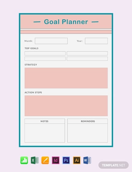 free goal planner template 440x570