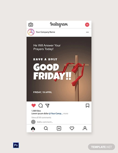 free good friday church instagram post template