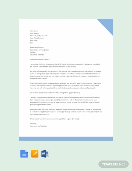free immigration letter of support template 440x570 1