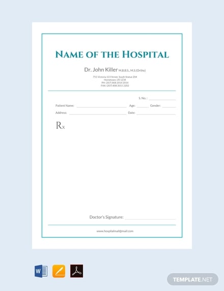 Sample Medical Prescription Templates - Google Docs, MS Word, Pages ...