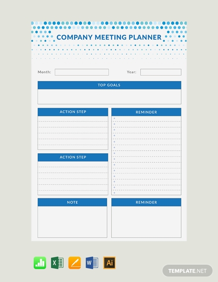 5 Meeting Planner Templates Illustrator MS Excel MS Word Numbers 