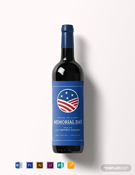 free memorial day wine label template