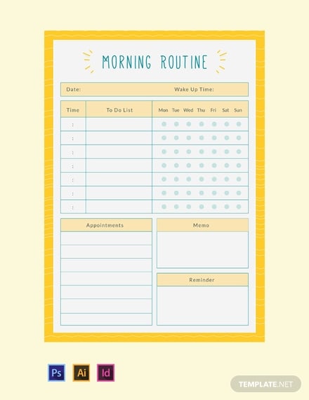 free morning routine planner template 440x570