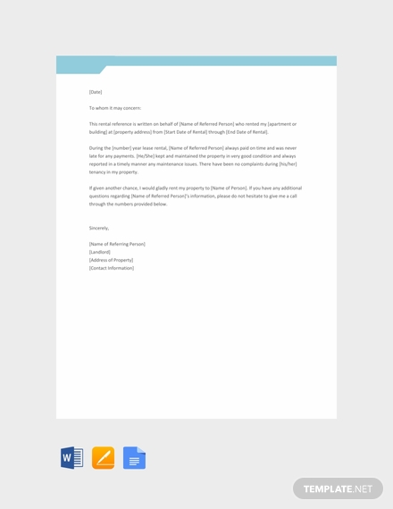 free rental reference letter template 440x570