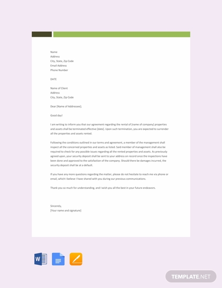 free rental termination letter template 440x570