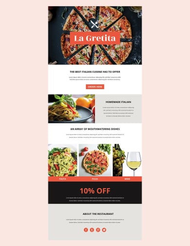 free restaurant email newsletter template