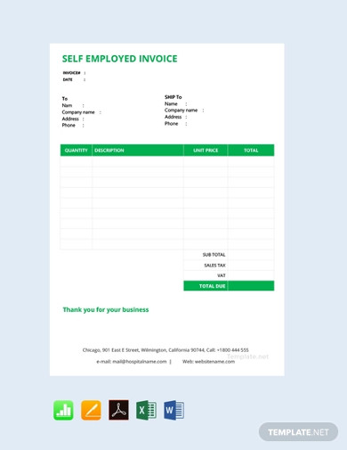 9 self employed invoice templates excel word numbers pages pdf