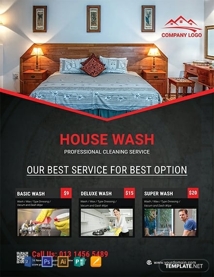 free simple house cleaning service flyer template 440x570