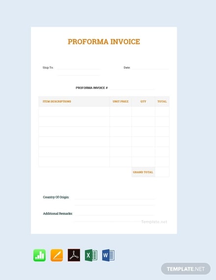 9  Proforma Invoice Templates PDF Google Docs MS Word Apple Pages