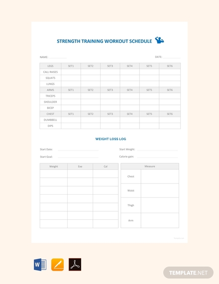 free strength training workout schedule template 440x570