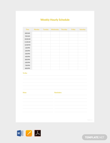 free weekly hourly schedule template 440x570