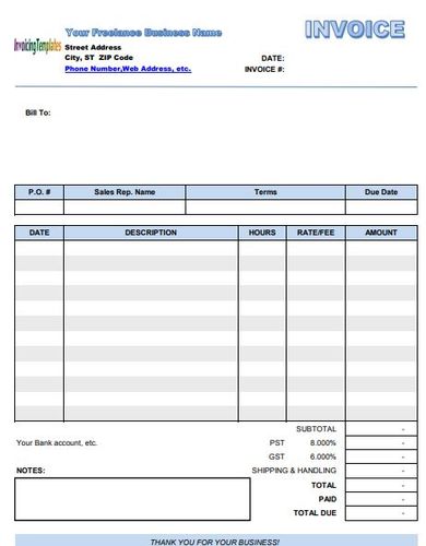 self employed printable invoice template uk