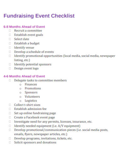 fundraising event checklist