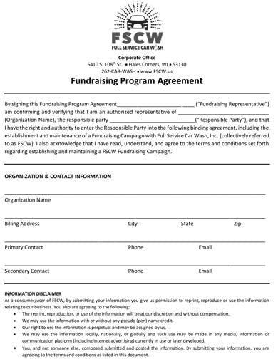 fundraising program agreement format