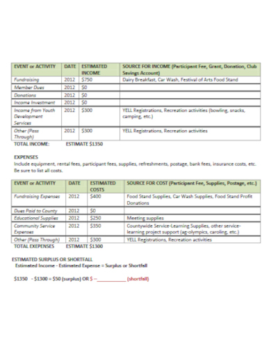 12  Club Budget Templates PDF