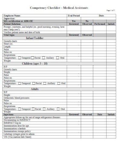 9+ Medical Assistant Checklist Templates - PDF