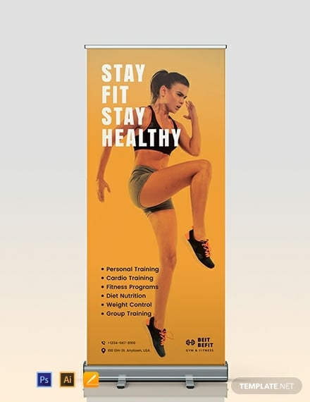 gym marketing roll up banner format