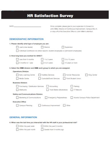 hr satisfaction survey template