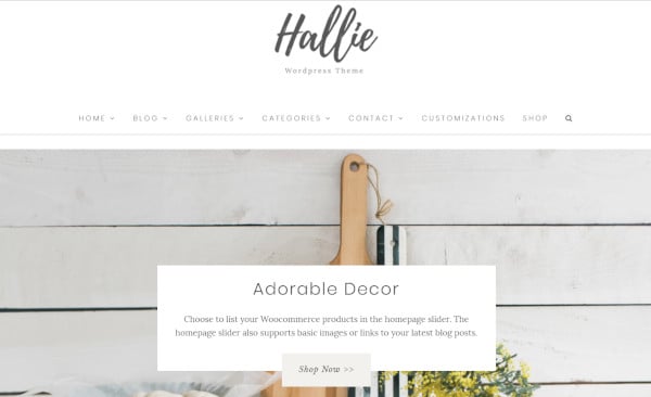 hallie one click demo import wordpress theme