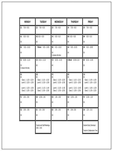 high school schedule example