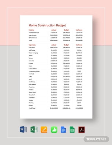 home construction budget template