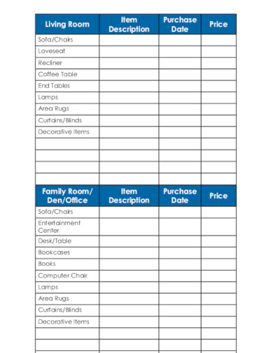 home inventory checklist setup