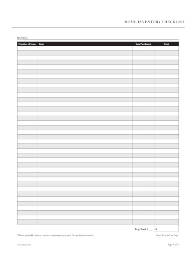 home inventory checklist in pdf