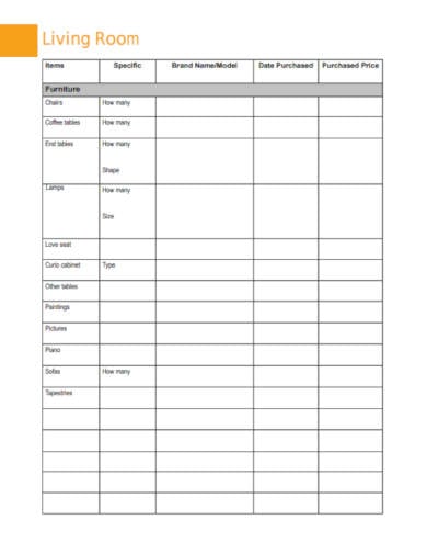 home inventory template in pdf