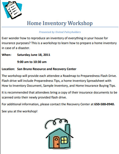 home inventory workshop example