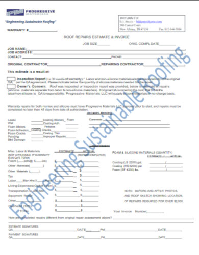 Printable Home Repair Invoice 0727