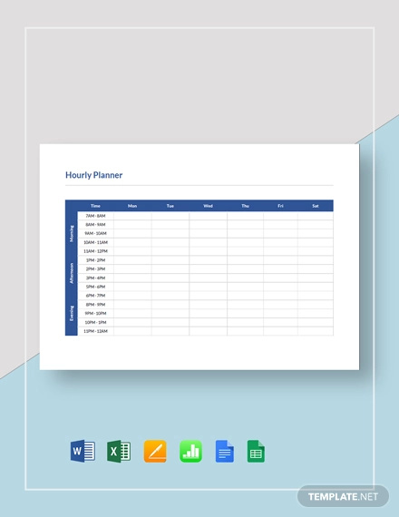 hourly planner template
