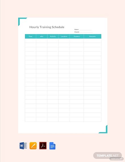 hourly-training-schedule-template