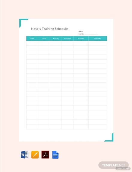 hourly training schedule template