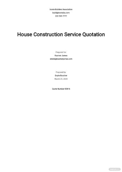 house construction quotation template