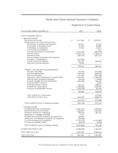 insurance company financial statement template