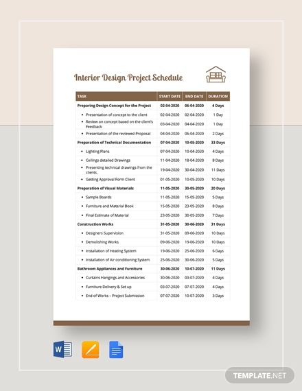 interior design project schedule