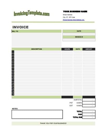 itemized graphic design invoice template