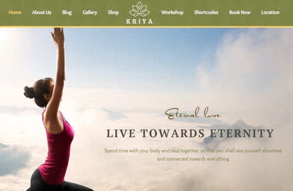 kriya yoga mega menu integrated wordpress theme