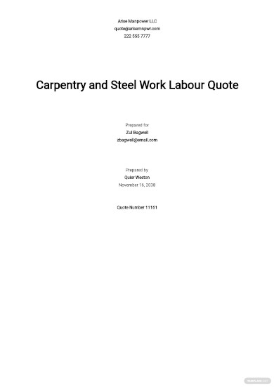 labour quotation for building construction template