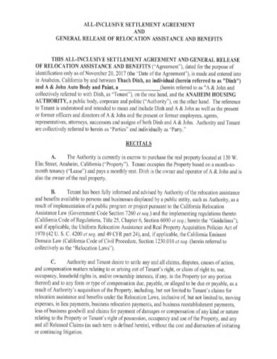 landlord tenant settlement agreement layout