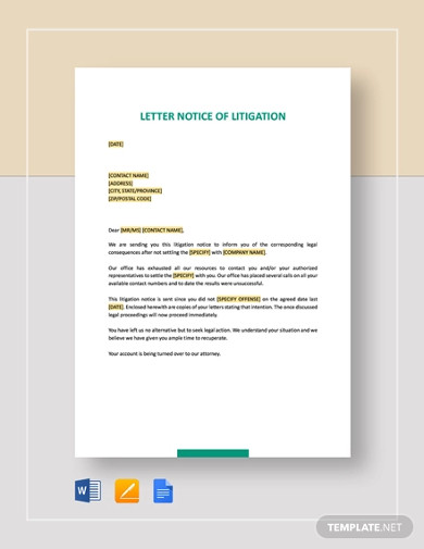 letter-notice-of-litigation-template