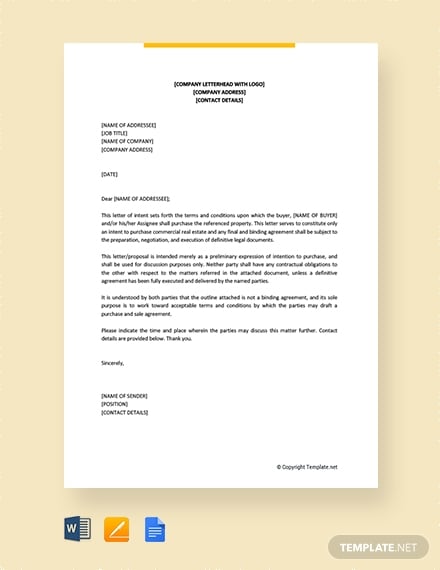 letter of intent to purchase commercial real estate1