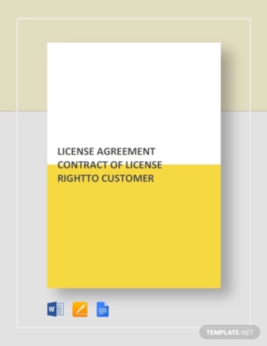 license agreement contract of license right to customer