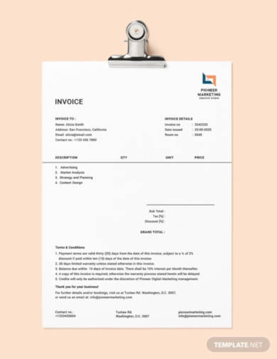 marketing agency invoice template