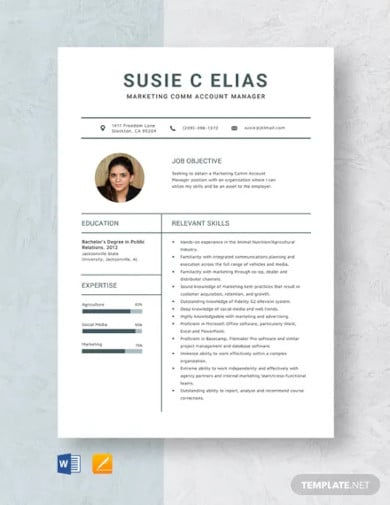 marketing comm account manager resume template