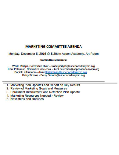 marketing committee agenda template