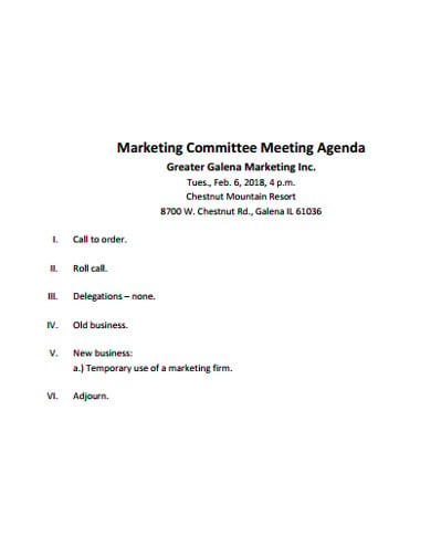 marketing committee meeting agenda