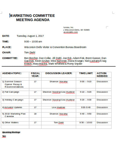 marketing meeting agenda format